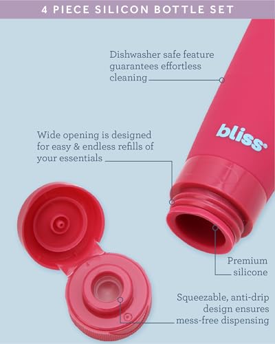 Bliss Travel Bottles Set TSA Approved Leak-Free Refillable Toiletries - size: 4pc Amalfi Vibes