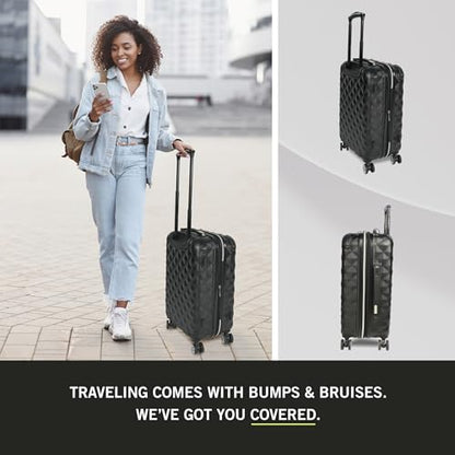 Kenneth Cole REACTION Diamond Tower Collection Lightweight Hardside Expandable 8-Wheel Spinner Travel Luggage, Black, 20-Inch Carry On - color: Black, size: 20-Inch Carry On