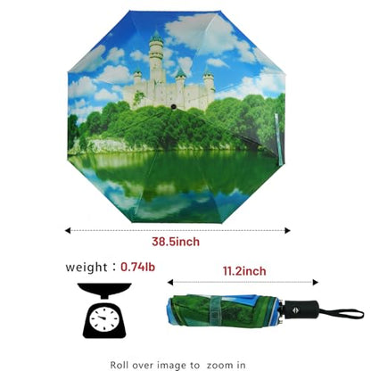 SY COMPACT Travel Umbrella - Windproof Automatic Compact Umbrellas for Rain - color: Castle
