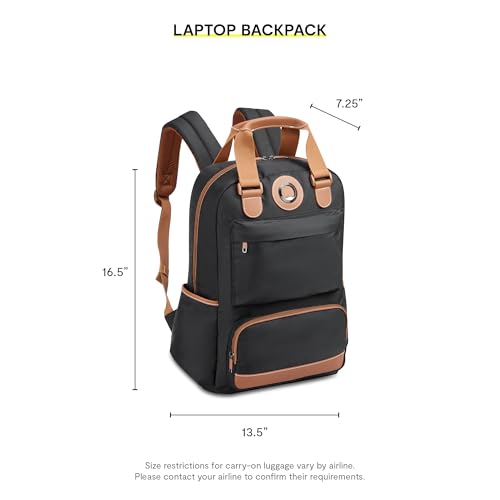 DELSEY PARIS Flanerie SE - 2-Piece Set Luggage & Backpack - 360° Dual Spinner Wheels - TSA Lock - Laptop Backpack 14" - Hardside Carry-On + Polyester Backpack, Black - color: Black, style: Backpack + Carry-on