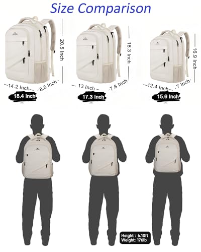 MATEIN Extra Large College Backpack for Women, Fits 18 Inch Laptop, Cream - color: Beige, size: 18 Inch