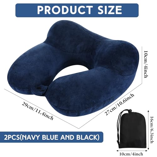 Sintuff 2 Pack Inflatable Travel Neck Pillow Airplane, Black, Blue - color: Black, Blue