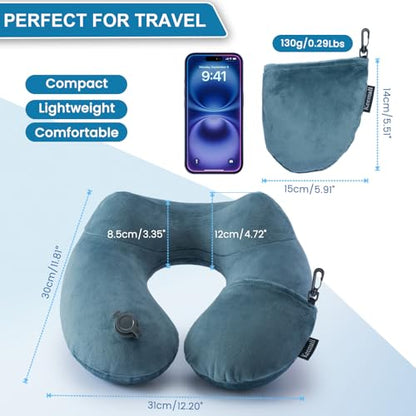 Keemall Inflatable Travel Neck Pillow for Airplane & Long Flights, 2 Pack - color: Grey-2 Pack, size: Medium