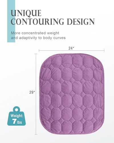 Cottonblue 소형 가중 랩 담요 3.2kg(7파운드) 성인 청소년용, 61cm x 73.7cm(24 x 29인치), 아늑한 - color: 분홍빛이 도는 퍼플, size: 24"x29" 7lbs