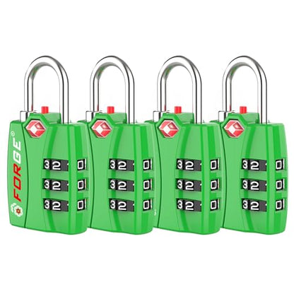 Forge TSA Approved Luggage Locks, Open Alert TSA Locks, Green, 4 Pack - color: Green 4PK