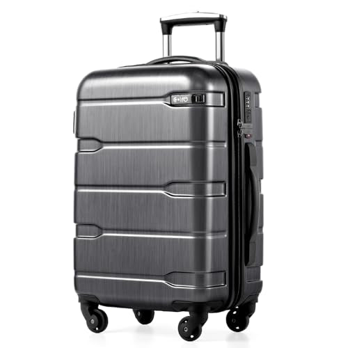 Coolife Carry On Luggage Hardside Suitcase with Spinner Wheels, 20in - color: Charcoal, size: Carry On(20in)