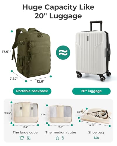 BAGSMART 17.3 inch Laptop Travel Backpack for Women & Men - Olive green - color: Olive Green