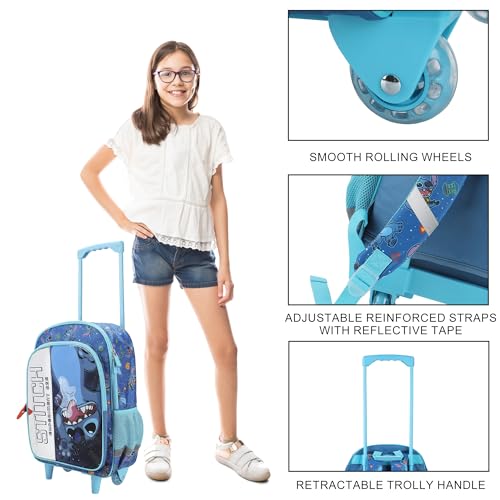 Bioworld 청소년 40.6cm(16인치) 롤링 백팩, 디즈니 스티치 롤링 블루, 만화, 장난기 - color: 디즈니 스티치 롤링 블루