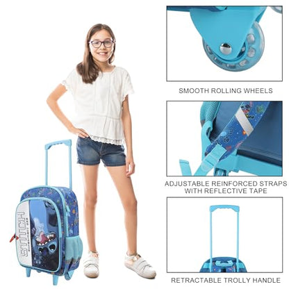 Bioworld 청소년 40.6cm(16인치) 롤링 백팩, 디즈니 스티치 롤링 블루, 만화, 장난기 - color: 디즈니 스티치 롤링 블루