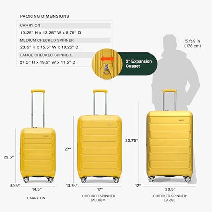 Traveler's Choice Pagosa Hardshell Expandable Luggage with Spinner Wheels, Yellow, 27-Inch Medium - color: Yellow, size: 27-Inch Medium