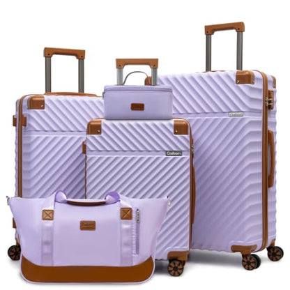 Cosbarn Luggage Sets 5 Pcs Suitcases with Wheels, 20"/24"/28",PalePurple - color: PalePurple, size: 5 Piece Sets (20/24/28/Db/Tb)
