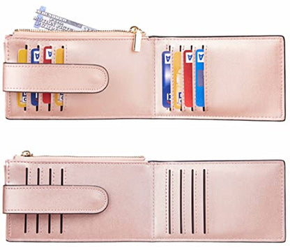 Chelmon Women's RFID Slim Card Holder Wallet - color: Rose Gold Classic