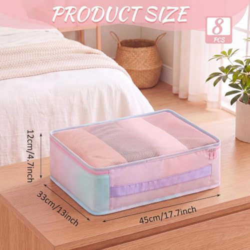 Silkfly 8 Pcs XL Packing Cube for Travel Luggage,Simple,Pastel - color: Pastel, size: Simple