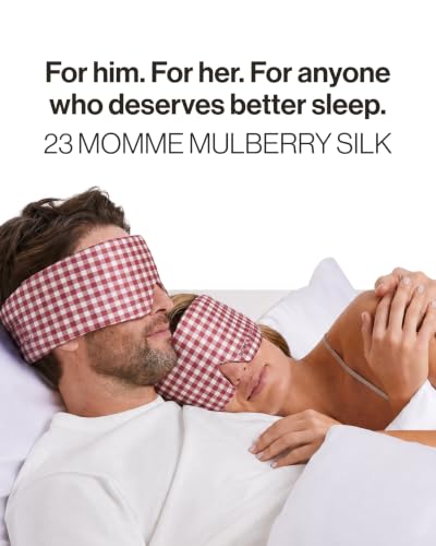 Dore & Rose Deep Sleep Mask, 100% Pure Silk Eye Mask for Sleeping - color: Burgundy Checked