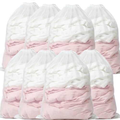 8 Pack Laundry Bags Mesh Bag with Drawstring Closure, 24"x36" Heavy Duty Extra Large Laundry Bags for Travel, Storage, College Dorm, Apartment, Machine Washable