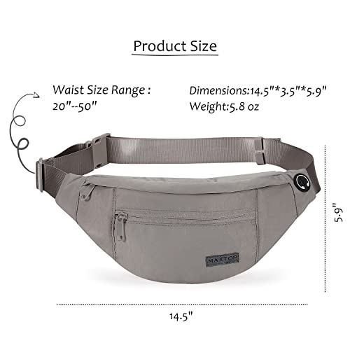 MAXTOP Small Cross body Bag Shoulder Fanny Pack for Women Men - color: Gray(Washed Nylon with Gray Zipper)