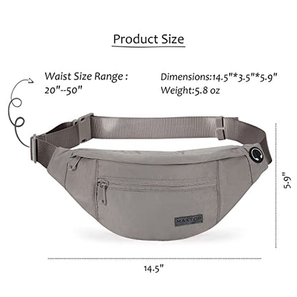 MAXTOP Small Cross body Bag Shoulder Fanny Pack for Women Men - color: Gray(Washed Nylon with Gray Zipper)