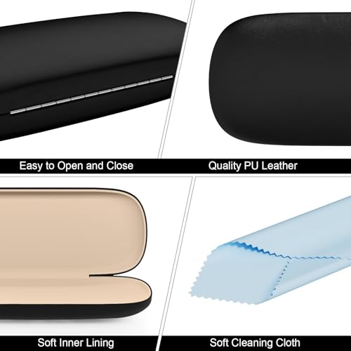 Eyeglasses Case, Hard Shell Protective Case for Glasses, Unisex for Women Men - color: Black