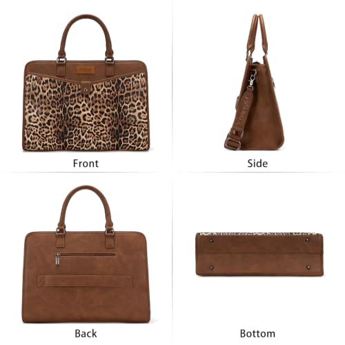 Wrangler Laptop Tote Bag for Women Fits 15.6 In Laptop for Travel and Work - color: Leopard-print