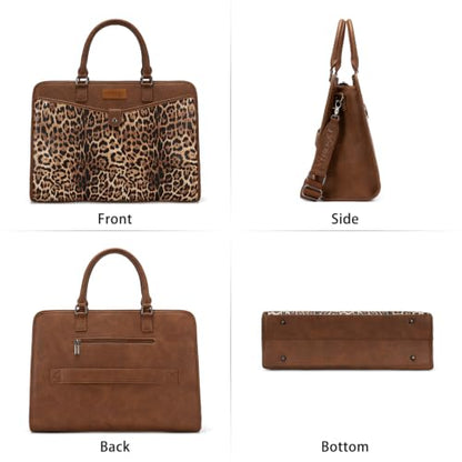 Wrangler Laptop Tote Bag for Women Fits 15.6 In Laptop for Travel and Work - color: Leopard-print