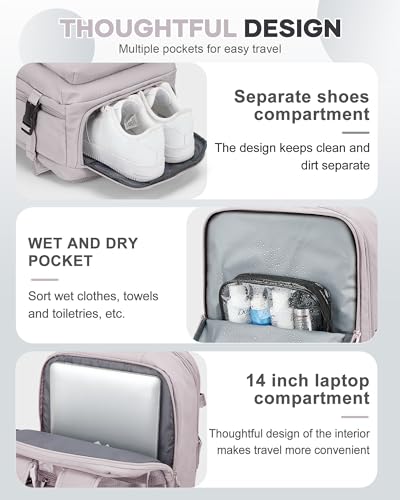 Personal Item Travel Backpack for Women Men Carry On Bag Airlines 18x14x8 - color: P-lotuspink, size: Small