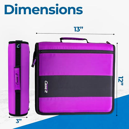 Case-it School Zipper Binder | 2" O-Rings | 350-Sheet | D-251 Deep Purple - color: Deep Purple, size: 6 Pack