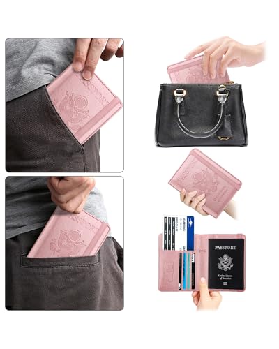 WALNEW Passport Holder for Travel, RFID Blocking Passport Wallet & Cover - color: A-Rosegold