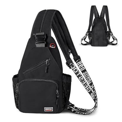 Geestock Convertible Sling Bag Crossbody Backpack for Women Men, Black - color: Black, size: Large
