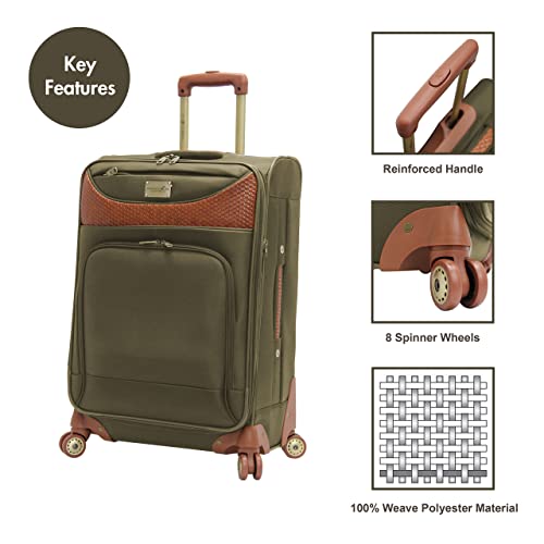 Pathfinder 28 Inch Luggage with Spinner Wheels Softside Expandable Large Suitcase - color: Olive, size: 28-Inch Suitcase