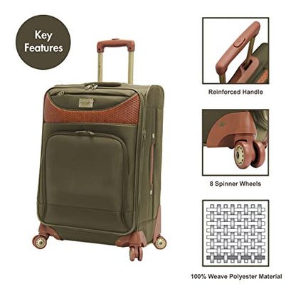 Pathfinder 28 Inch Luggage with Spinner Wheels Softside Expandable Large Suitcase - color: Olive, size: 28-Inch Suitcase