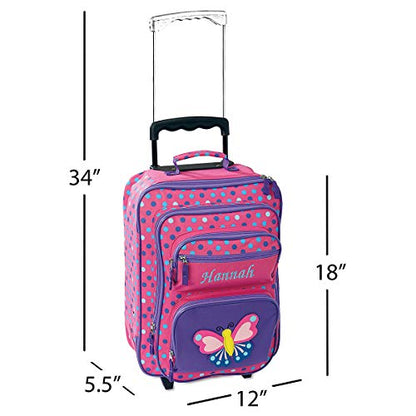 Lillian Vernon Personalized Kids Suitcases for Girls, 5-Pocket 3-D Butterfly Design Rolling Luggage Set, Customizable Travel Carrier on Wheels - color: Butterfly