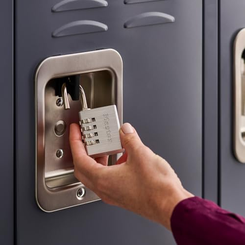 Master Lock Indoor Combination Padlock, 1-9/16-inch Wide, Silver 643D | Resettable Combination Lock For Gym Lockers, Cabinets, Indoor Storage, and School Use, Metal Body Nickel Plated Shackle - size: 1 Pack, style: Number Combo