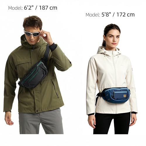 Travel Fanny Pack 3L, Crossbody Adjustable Strap, Padded Back, Water Repellent - color: Black Stealth