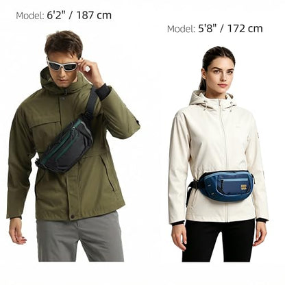 Travel Fanny Pack 3L, Crossbody Adjustable Strap, Padded Back, Water Repellent - color: Black Stealth
