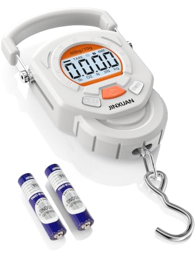 Fishing Scale Luggage Scale 132lb/60kg Digital Fish Scale, Fish Weight Scale with Backlit LCD Display, Luggage Weight Scale with 4 Units, 2 AAA Batteries, Hanging Scale for Fishermen Travelers - style: Battery Powered