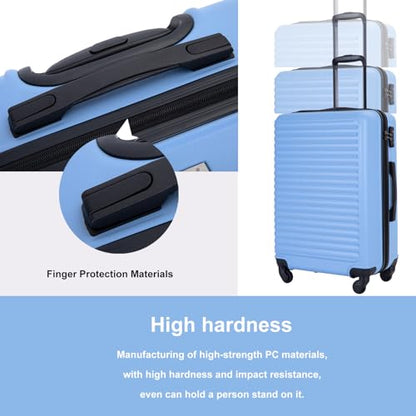 Tripcomp Luggage Sets 3piece Set Hardshell Luggage with Spinner Wheels, TSA Lock, Travel Suitcase Sets, 20 Inch Carry On, 24 Inch Mid-size, 28 Inch Large siutcase (Light Blue) - color: Light Blue-85, size: 3 piece set