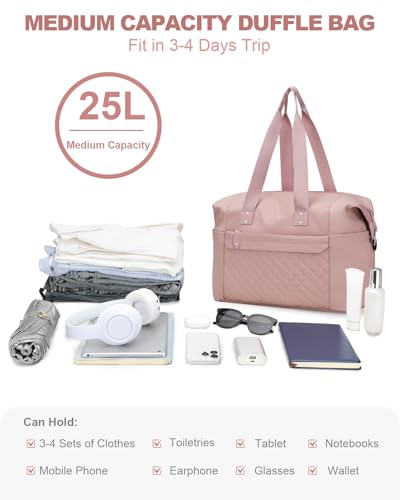 Pritent Travel Duffle Bag, Weekender Overnight Personal Item Carry On Bag - color: Pink, size: Medium