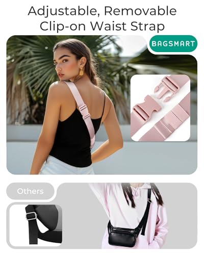 BAGSMART Puffy Fanny Packs for Women Belt Bag with Adjustable Strap - color: Pink