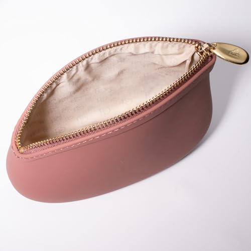 Small Makeup Bag by Pudinbag | The Premium Silicone Purse Bag | Vegan Hygienic Eco-friendly | Water and Heat Resistant - color: Clay Brown