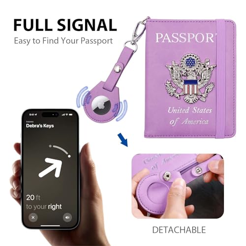 Passport Holder for Travel,Passport Cover Case with RFID (purple) - color: purple