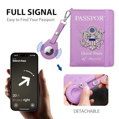 Passport Holder for Travel,Passport Cover Case with RFID (purple) - color: purple