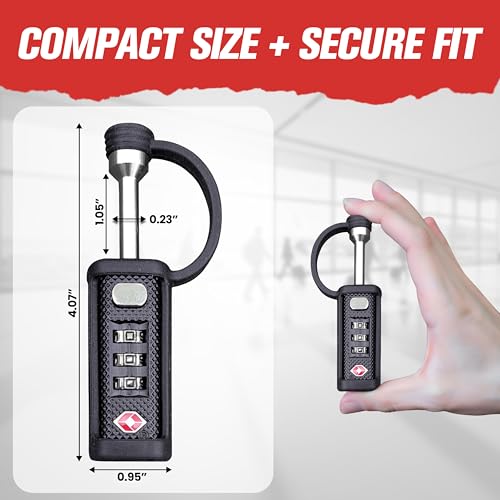 Cut-Resistant Gun Case Lock, TSA Approved Anti-Theft Single Shaft Padlock - color: Black