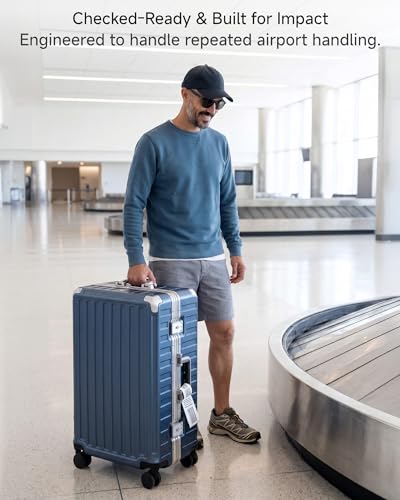 LUGGEX 24 Inch Zipperless Checked Luggage, Ocean Blue - color: Ocean Blue, size: 24 Inch