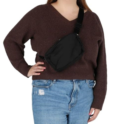 CTM Nylon Rectangle Belt Bag, Black - color: Black