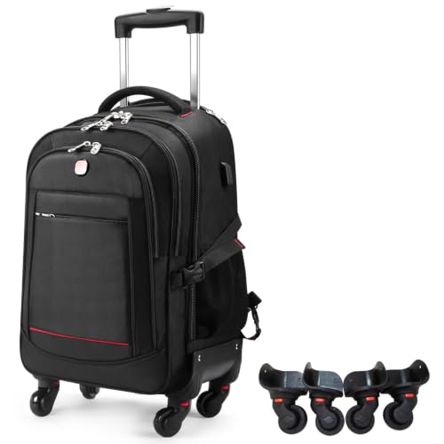 star cloud 45L Rolling Backpack for 17.3" Laptop - 22x14x9, Water-Resistant Luggage with 4 Extra Wheels, Roller Travel Laptop Backpack for Business, Wheeled Backpack for Travel and Commuting - size: Carry on 22-Inch
