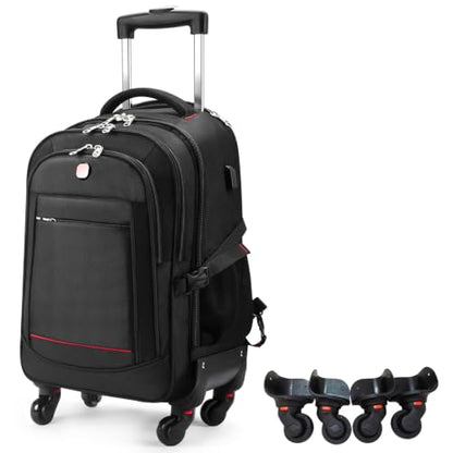 star cloud 45L Rolling Backpack for 17.3" Laptop - 22x14x9, Water-Resistant Luggage with 4 Extra Wheels, Roller Travel Laptop Backpack for Business, Wheeled Backpack for Travel and Commuting - size: Carry on 22-Inch