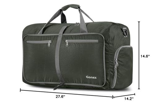 Gonex 80L Foldable Travel Duffle Bag with Shoe Compartment, Lightweight - color: Dark Green, size: 80L