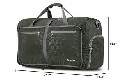 Gonex 80L Foldable Travel Duffle Bag with Shoe Compartment, Lightweight - color: Dark Green, size: 80L