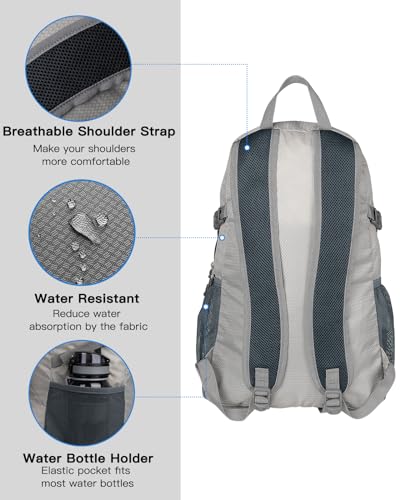 WATERFLY Small Lightweight Packable Backpack: 20l Hiking Daypack Man Woman - color: Grey3