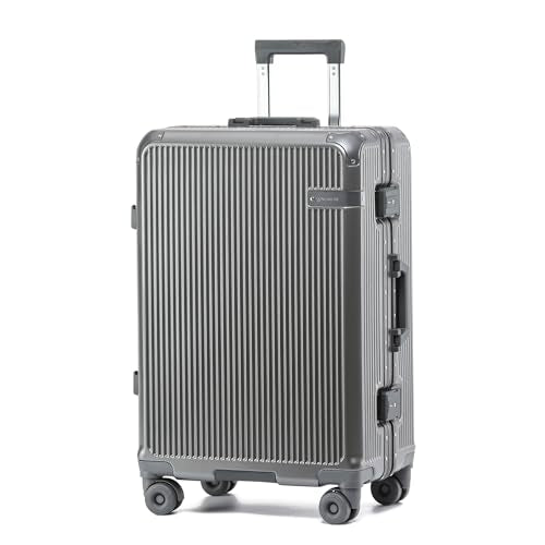 22 Inch Zipperless Checked In Luggage with Aluminum Frame, Grey - color: Grey, size: Checked in 22inch